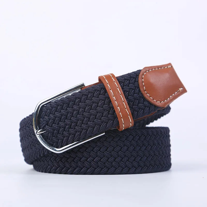 Unisex Stretch Jeans Belt - Casual Knitted Woven Canvas Pin Buckle