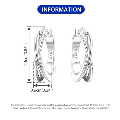 Orstarry S925 Sterling Silver Square Chain With Stone Inlaid Earrings Hoop Earrings For Women Jewelry Original Party Trendy Gift