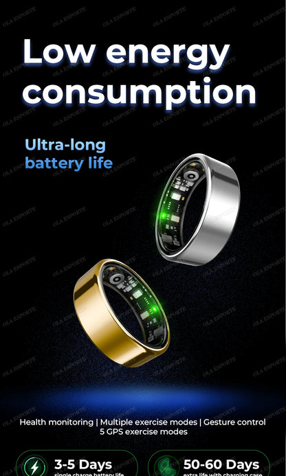 Ola Esporte Smart Ring Blood Pressure Heart Rate Monitoring Smartring IP68&5ATM Waterproof Multi-sport Mode Smartring Man Women