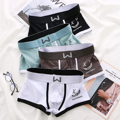Men Cotton Boxers - Breathable U-Convex Boxer Design, Soft Knit Fabric Underwear Set