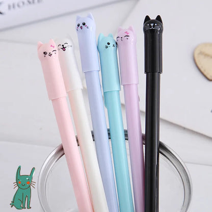 Set of 6 Cute Kitten Gel Pens, Suitable as Party Gifts for Boys and Girls, School Supplies, and Presents