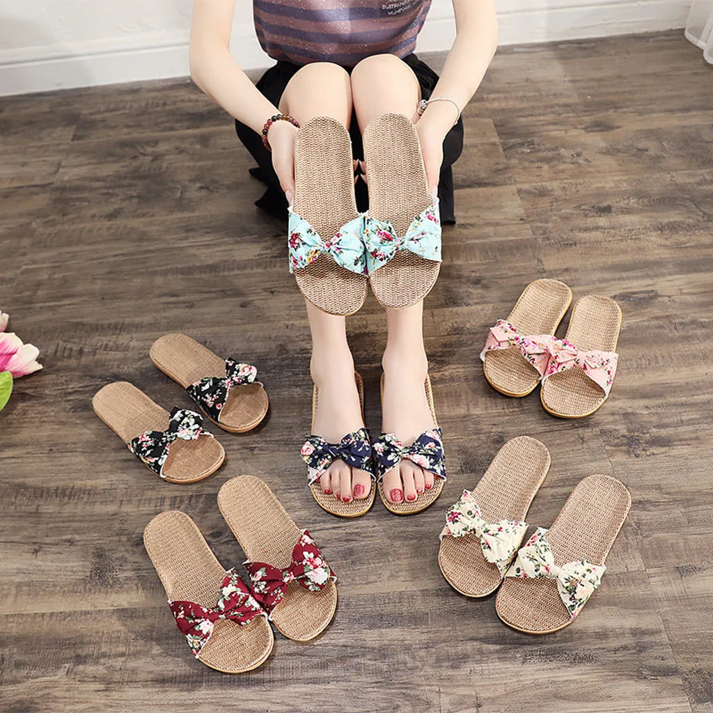 New Summer Ladies Slippers Outdoor Beach Sandals Bohemian Ethnic Style Handmade Espadrilles Platform Slippers Flip Flops Women