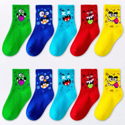 5 Pairs of Cute Toddler Socks for Boys and Girls in Spring, Summer, Autumn and Winter Soft and Breathable Four-Season Sports Socks