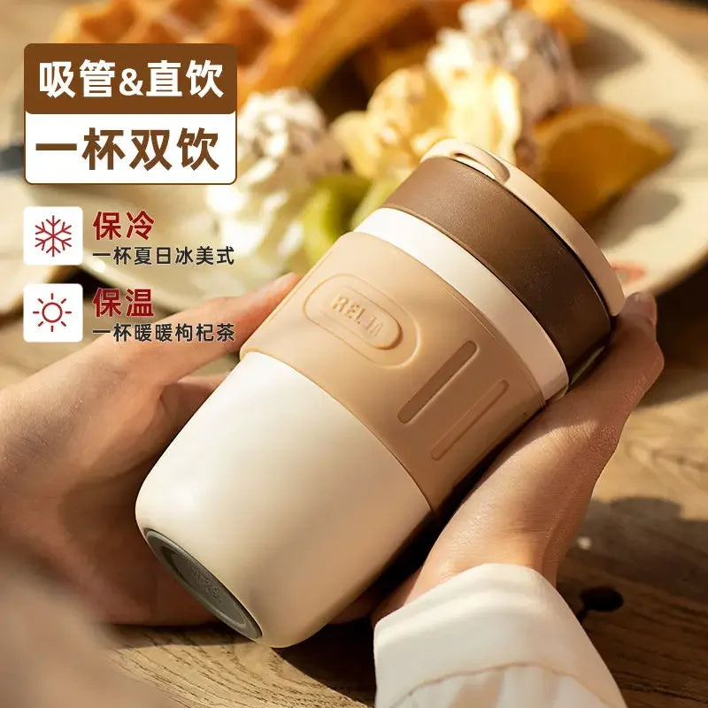 MIJIA Stainless Steel Coffee Cup 400ML Thermos Mug Leak-Proof Thermos Travel Thermal Vacuum Flask Insulated Cup Water Bottle