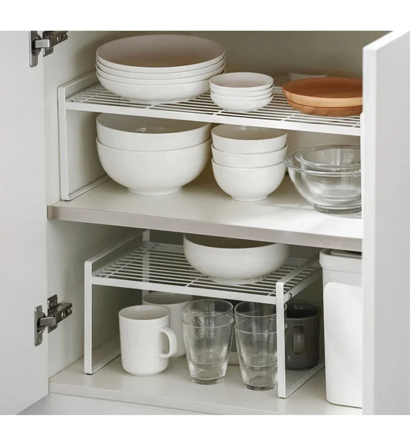 Kitchen Dish Rack - Stainless Steel Stackable Over Sink Shelf & Cutlery Holder