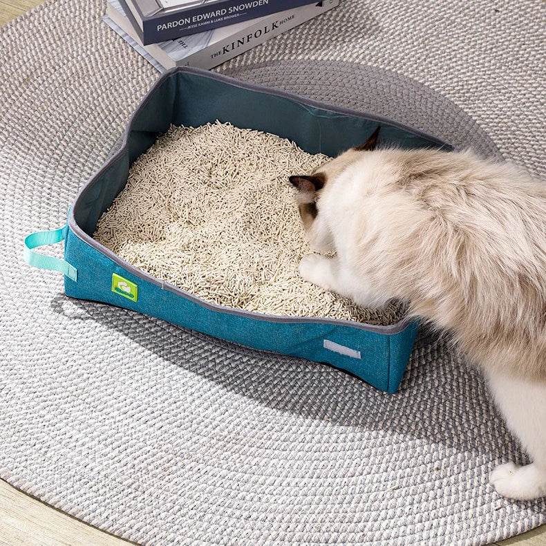 Semi Enclosed Portable Cat Litter Box - Waterproof Foldable Pet Toilet - ZOOMNSTORE