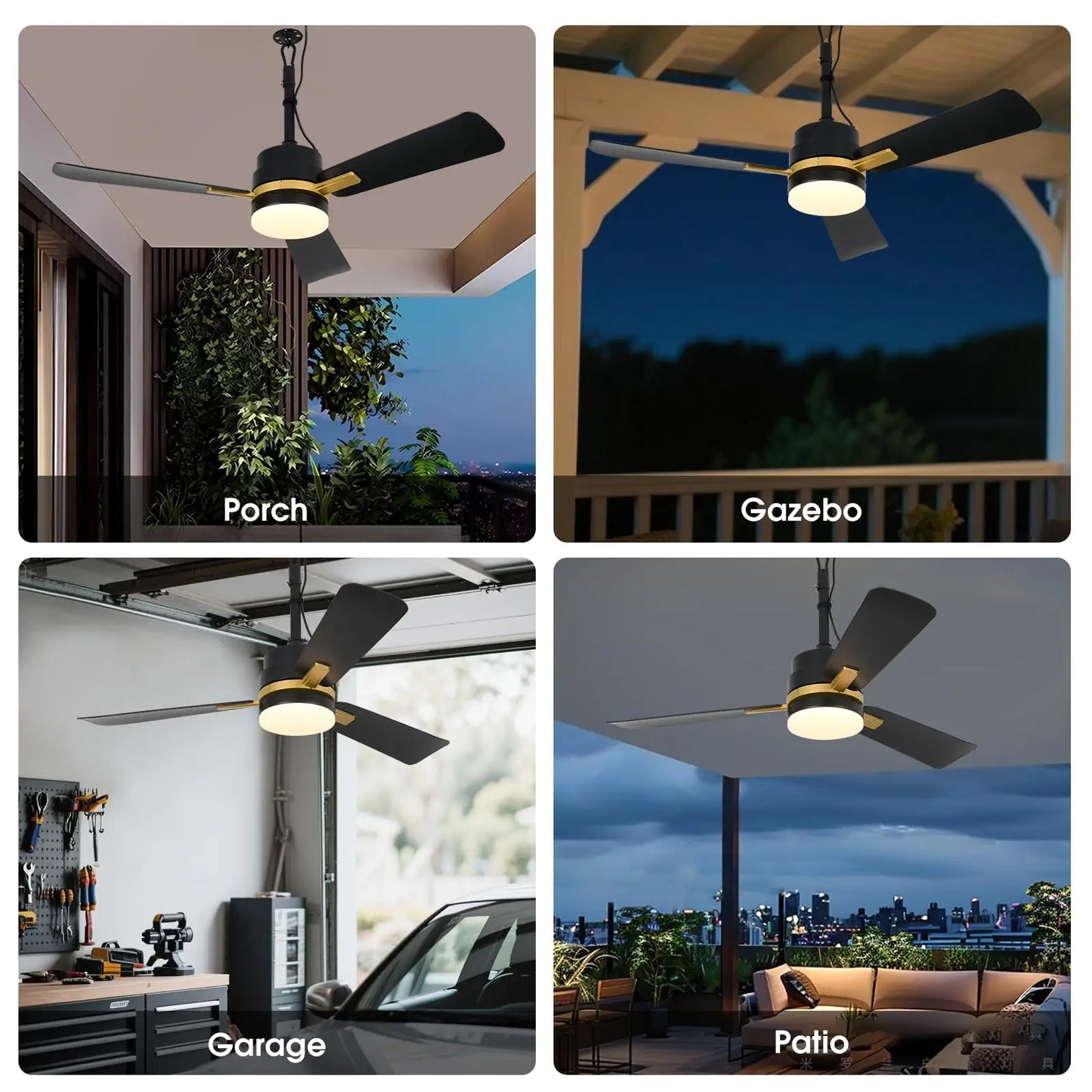 Sealing Led Ceiling Fan with Light Remote Control EU/US Standard Black/Gold Ceiling Lamp Fan 105cm Electric Fan Light Fixture