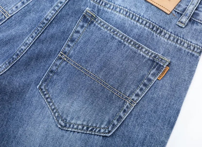 2026 Summer High Quality Brand Cloth Business Casual Men's Lightweight Straight Loose Jeans Classic Retro thin cotton trousers