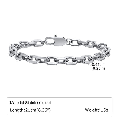 Punk Silver Color Men's Chain Bracelets,Hiphop Stainless Steel Braided Link Wristband,Classic Metal Jewelry Gift for Him Dad