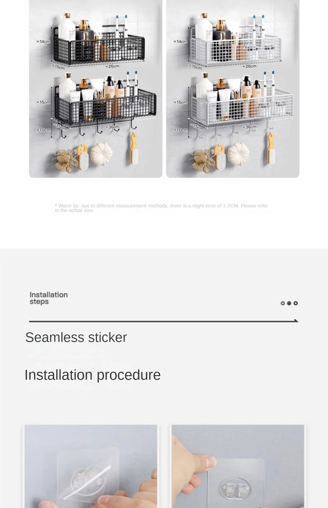 Multifunctional Bathroom Organiser - Wall Mount Toiletries Storage Rack