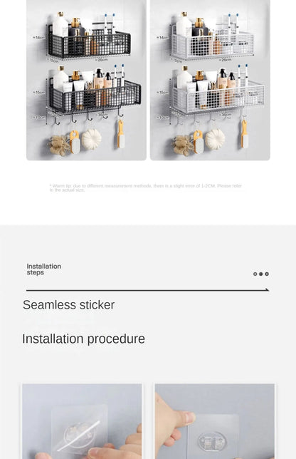 Multifunctional Bathroom Organiser - Wall Mount Toiletries Storage Rack