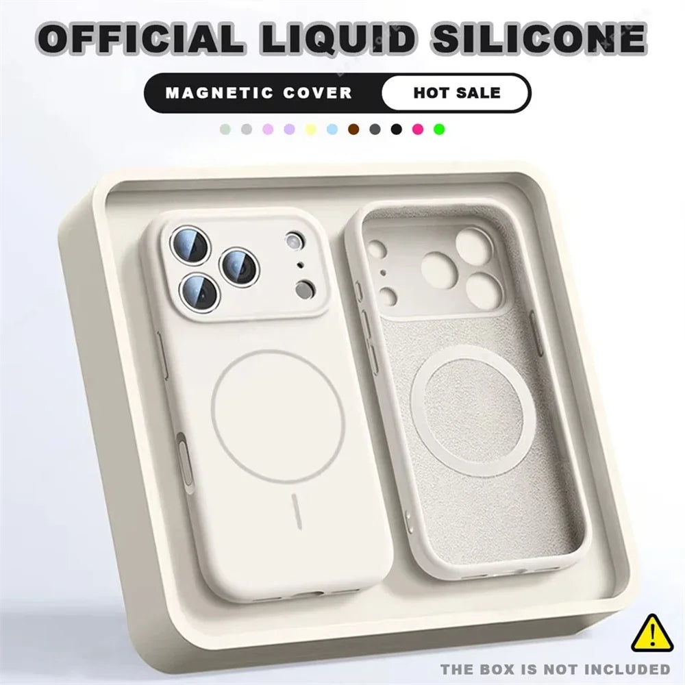 For Magsafe Liquid Silicone Phone Cases For iPhone 17 16 15 14 13 12 Pro Max 16 Plus Air Case Magnetic Wireless Charging Cover