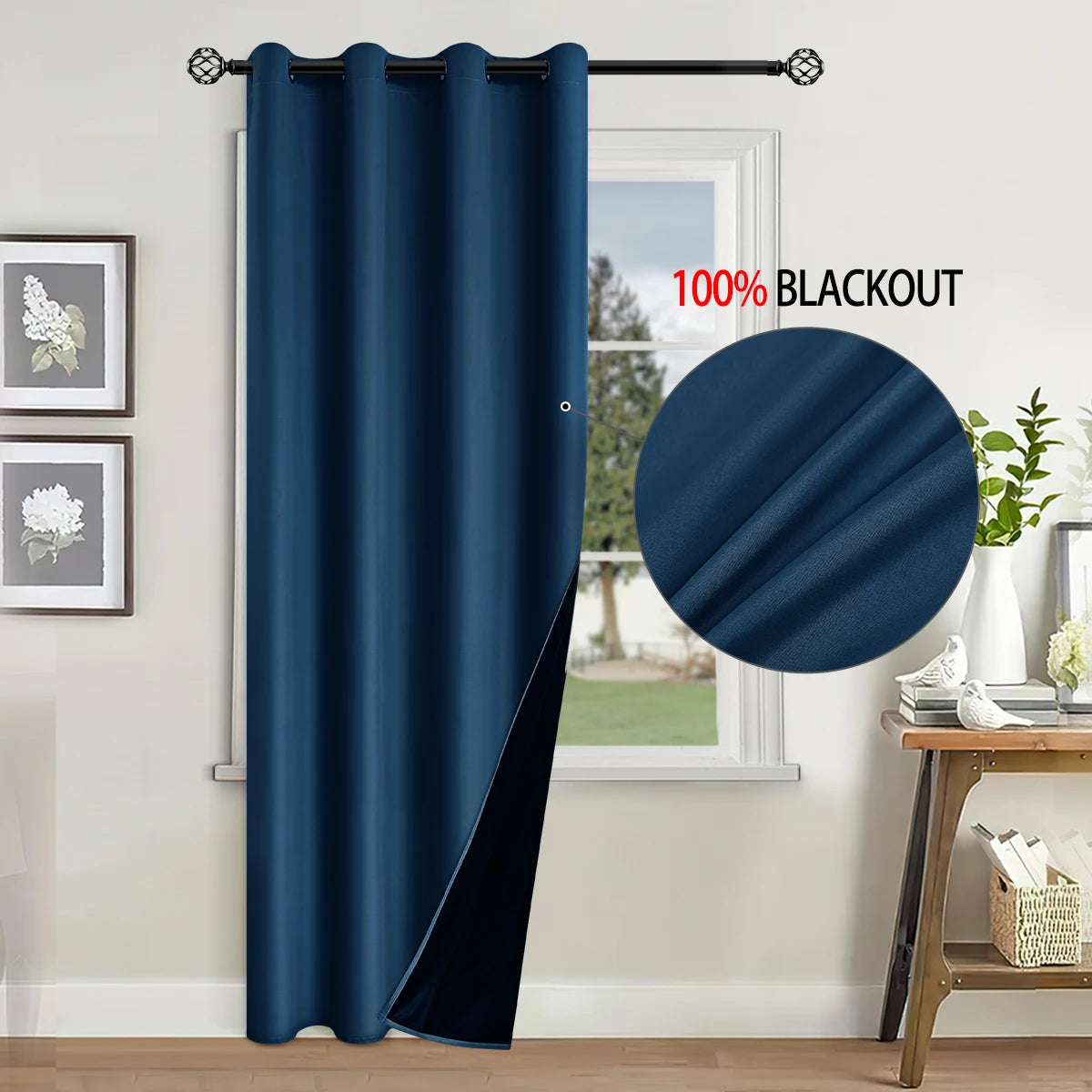 Blackout Curtain Insulated - Modern Style Solid Color Window Treatment with Removable Lining
