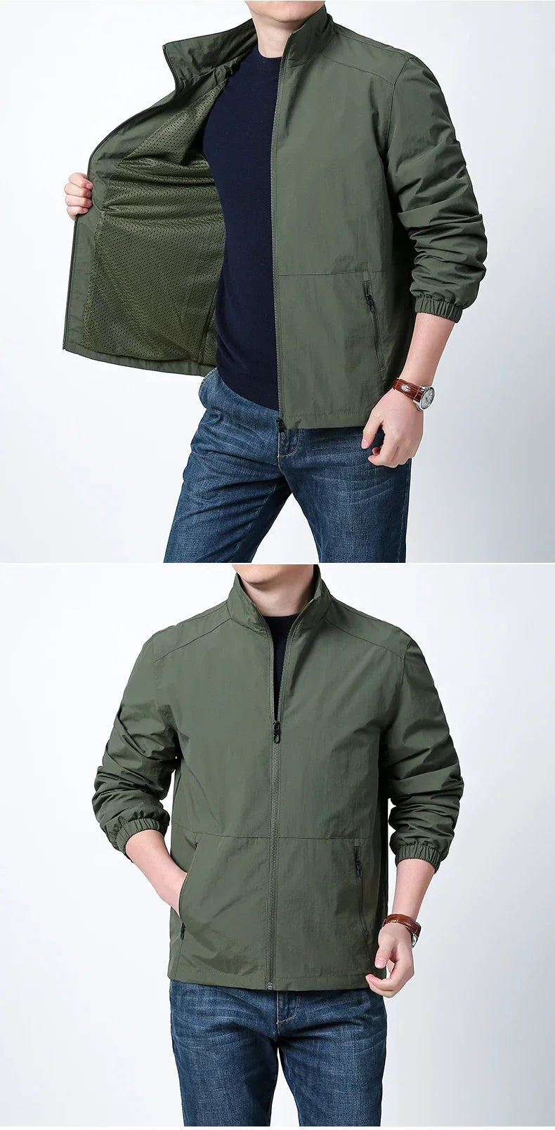 Men's Lightweight Packable Windbreaker Jacket 100% Polyamide Nylon Breathable Outdoor Sports Sun Protection Coat 2026