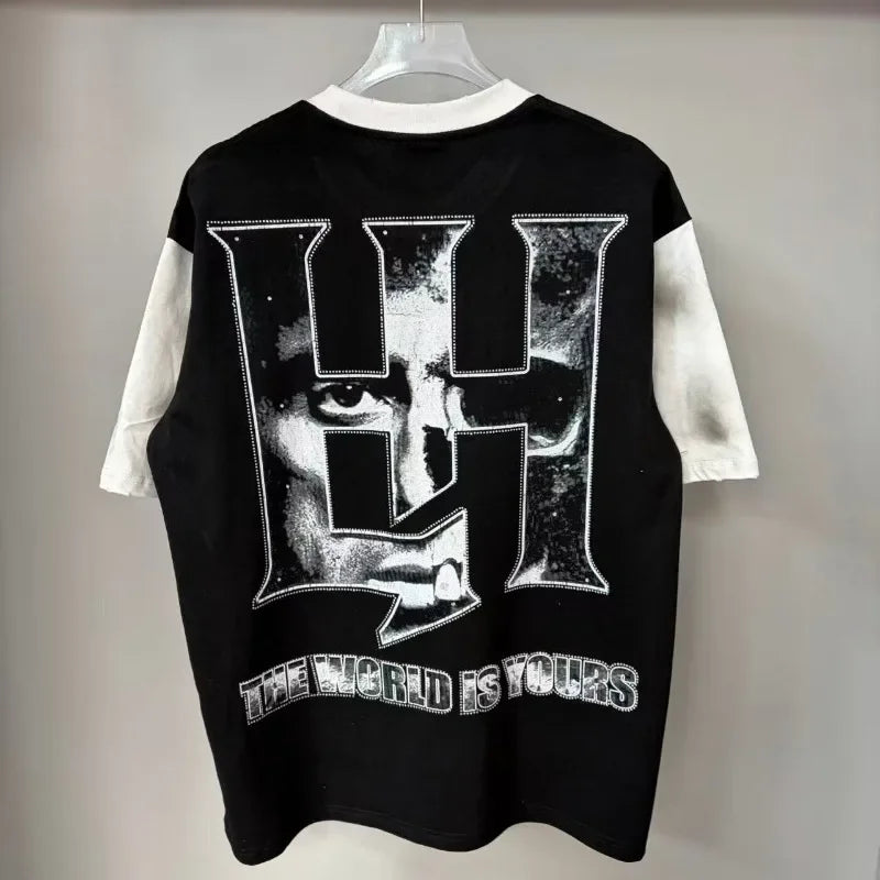 26SS Y2K High Quality American Retro Trendy Fashion Tops LIFE HUSTLERS 100% cotton large size loose Men's Women's T-Shirt