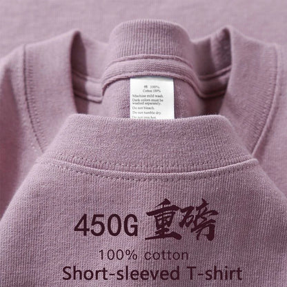 450g Gsm Pure Cotton Short-sleeved T-shirt Men's Loose American Fashionable Brand Casual High Street Half-sleeved T-shirt