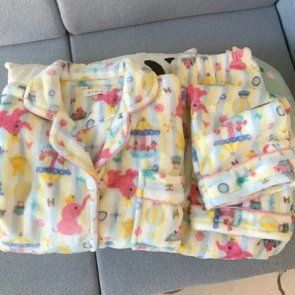 Plus Size Fluffy Winter Pajamas Women's Home Clothes Set Thickened Warmth Sleepwear with Running Dogs Design Cozy Indoor Suit