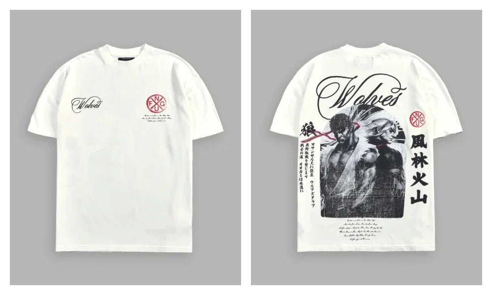 WOLVES CLUB STABILITY "PREMIUM" OVERSIZED TEE IN BLACK Summer Men's and Women's T-shirt Fashion Loose Printed Tops