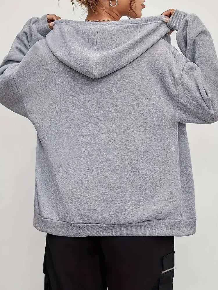 Harajuku Women's Sweatshirts Long Sleeve Zip-Up Casual Jacket with Cat Prints, Suitable for All Seasons Women'S Apparel Hoodie
