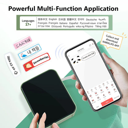 Marklife P15 Portable Thermal Printer Mini Label Printer Maker Inkless Self-adhesive Printing Machine Sticker Labeling Machine