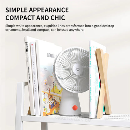 XIAOMI Mijia Portable Desk Fan USB Rechargeable Handheld Mini Electric Fans Cordless Air Cooling Small Fan 4 Gears Speed
