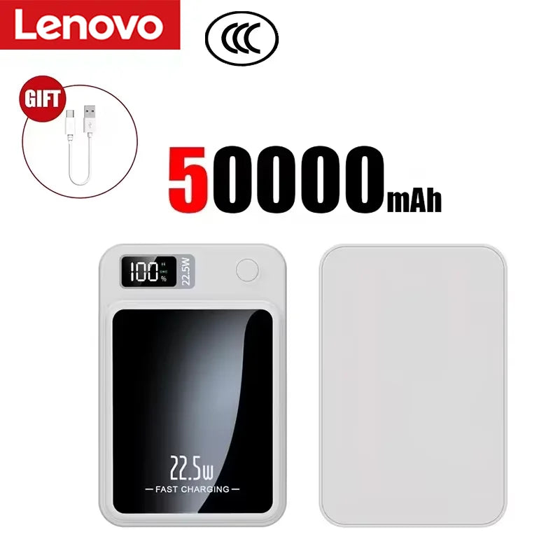 Lenovo 500000mAh Portable Magnetic Wireless Power Bank Fast Charger For Magsafe Auxiliary Battery For iphone Huawei Samsung 2027