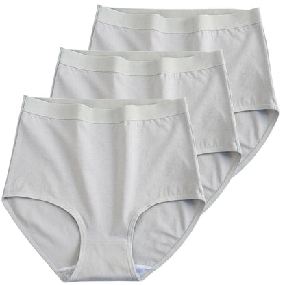 3pcs Cotton Women Panties Lady Plus Size Underwear Large Size High Waist Briefs Breathable Solid Color Female Lingerie