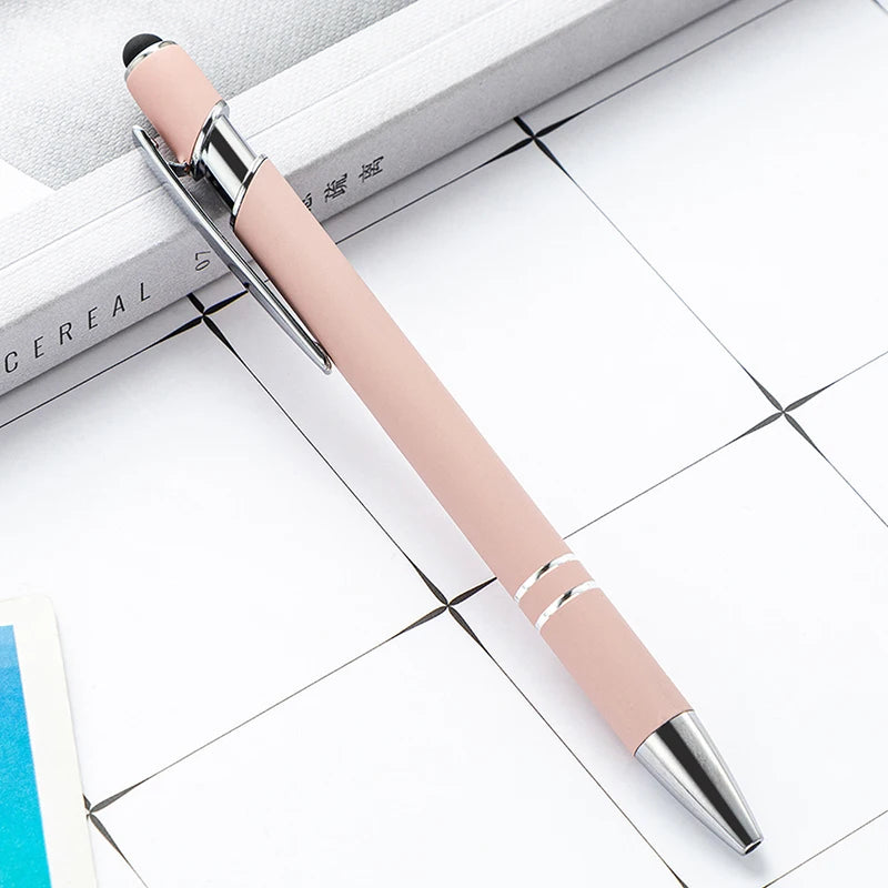 50pcs Light Metal Ballpoint Pen Touch Screen Pen Office School Advertising Pen Custom Logo Text Engraving Laser Engraving