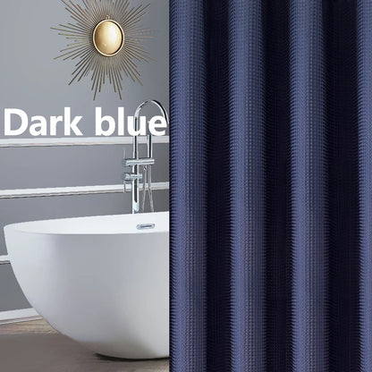 Waterproof Thickened Waffle Shower Curtain - Mildew Resistant Solid Color Bathroom Decor - ZOOMNSTORE