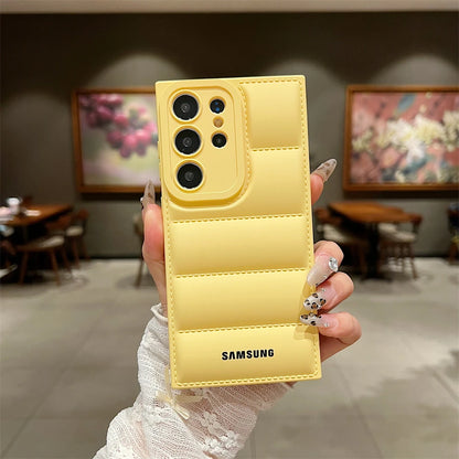 Wave Puffer Down Jacket Phone Case Samsung S26 S25 S24 S23 S22 Ultra S21 Plus Note 20 A72 A54 Solid Color Shockproof Soft Cover