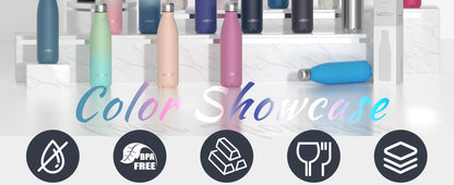WATERSY 500ml Insulated Water Bottle, Stainless Steel Thermal Leakproof Flask, BPA-Free Double Walled Vacuum Bottle for Sports
