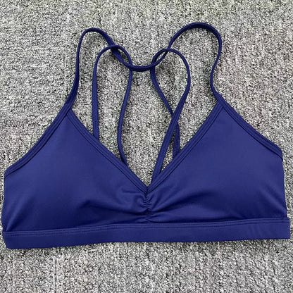 Yoga Sports Bra - Lightweight Nylon Spandex Multi Wear Crop Top with Removable Straps