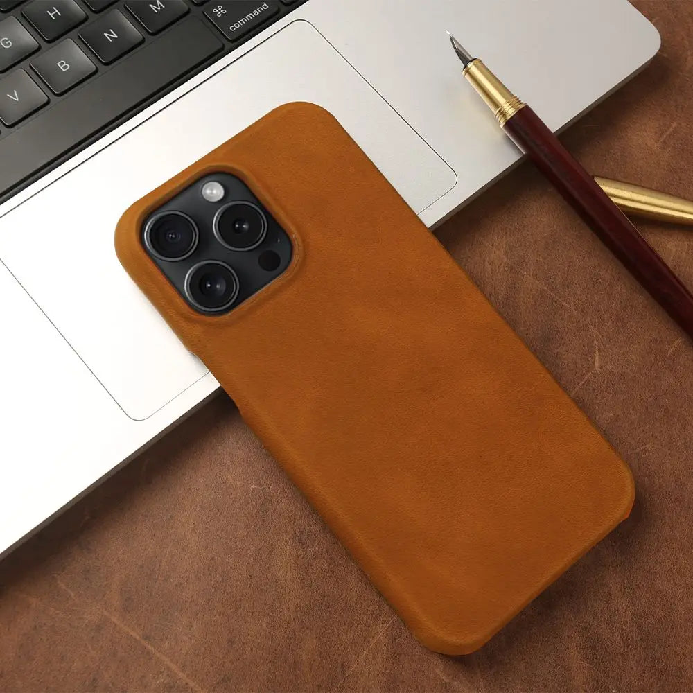 ZWW Crazy House Genuine Leather Cover Case For Iphone 15 Pro Max Case For Iphone 14pro 12 11 XR XS 13 8 Aesthetic Vintage Retro