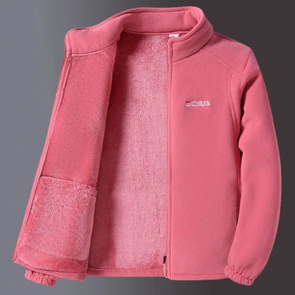 Woman Thickened Zipper Lamb Velvet Sweatshirt Casual Cardigan Embroidery Warm Stand-up Collar Loose Jacket Windproof Sweatshirt