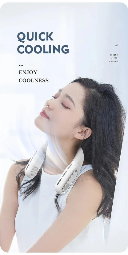 Portable Leafless Hanging Neck Fan USB Charging Small Wind Cooler for Office Camping Outdoor Travel - Thanksgiving Gift Idea