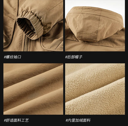 Men Winter Parka - Quilted Waterproof Jacket With Detachable Hood & Warm Fleece Lining