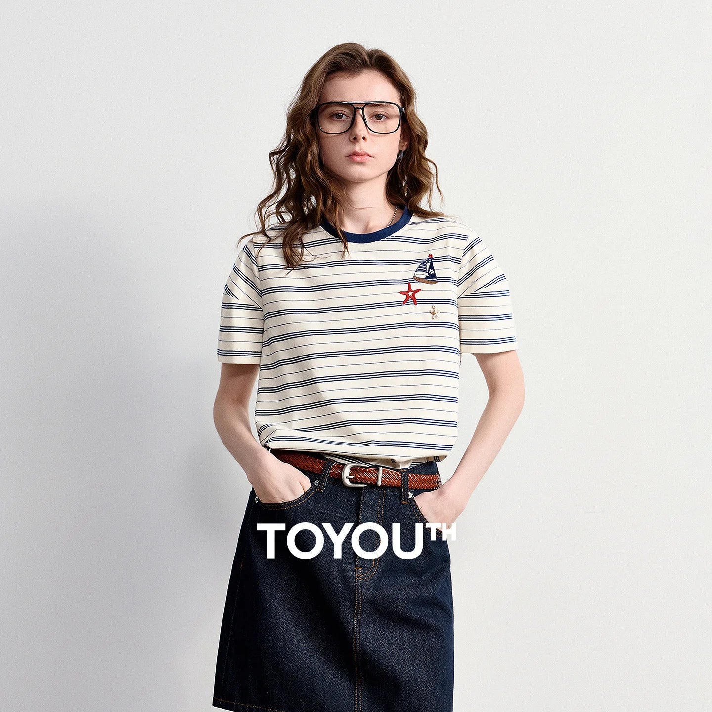 Women's Nautical Stripe T-Shirt – Embroidered Sailboat Summer Top