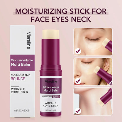 Calcium Volume Multi Balm Korean Skincare Stick,Face & Eye Cream,Collagen Deep Moisturizing Anti-Wrinkle,Suitable for Pre Makeup