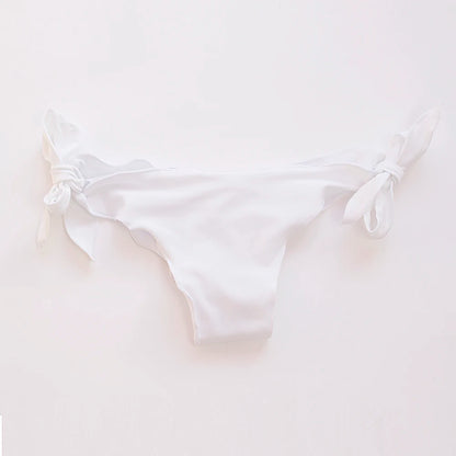 Hotsale Bandage Fold Sexy Thong Brazilian Bikinis Tanga 2025 Swimwear Swimsuit Women Bottom Sexy Cheap Bathing Suit Bottom