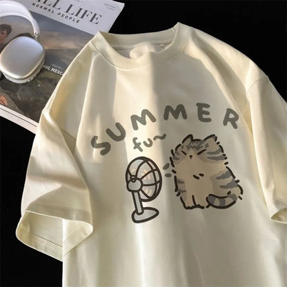 Women's Plus-Size Printed T-Shirt – Loose Harajuku Tee (M–5XL)