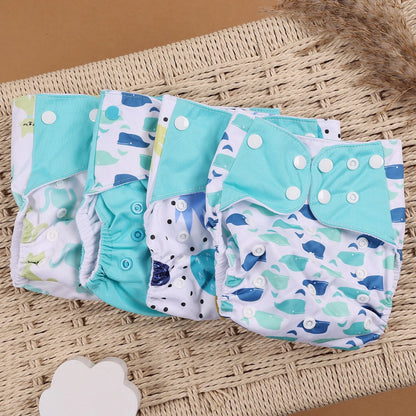 Eco Friendly Cloth Diaper - HappyFlute 4Pcs Reusable Baby Diaper Set Waterproof Pocket Design