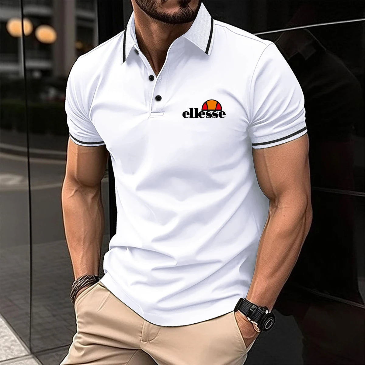 Men's Short-sleeved Polo Shirt Casual 3D Printed Design Stripes Pattern Summer men Polyester Sports Polo Shirt Men's Clothing