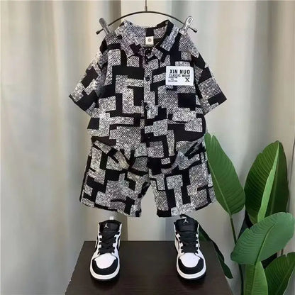2025 New Children's Set Children's Top and Bottom Clothes Set Two Pieces Summer Outfit for Kids Boys Girls Loungewear Outfit