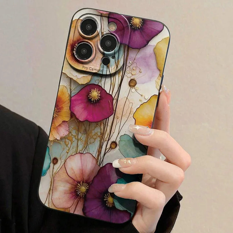 Vintage Floral Pattern Phone Case For Samsung Galaxy S26 S25 Ultra S24 FE S23 Plus S22 S21 A56 A36 A15 A55 A35 A54 A34 A53Cover