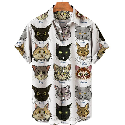 Summer Men's Hawaiian Short Sleeve Printed Shirts Loose Fitting Oversized Social Cartoon Pictures Floral Casual Fashion Clothing