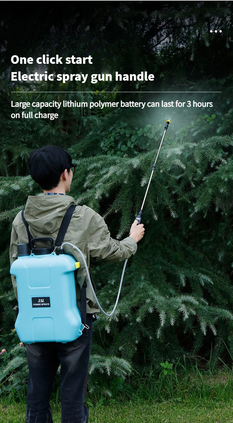 15L Multifunction Electric Sprayer, Adjustable Nozzle Garden Spray Tank For Watering, Cleaning, Pet Bathing with 3 Spray Heads