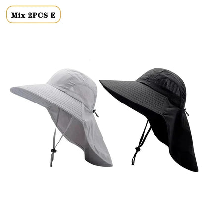 1/2/4PCS Sun Protection Bucket Hat for Men Wide Brim Fishing Cap with Neck Shade Face Flap Lightweight Summer Hiking Camping