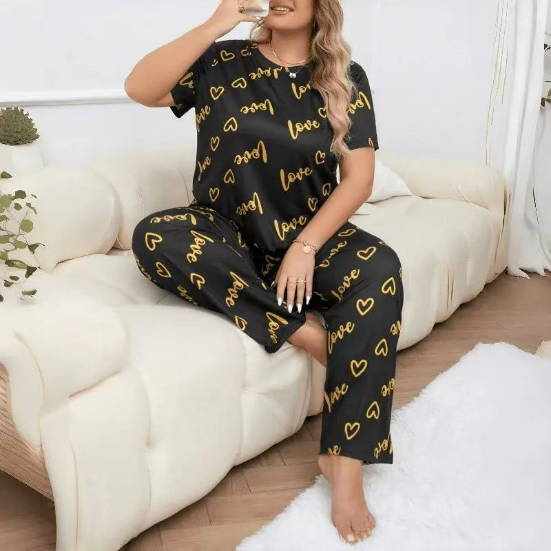 Plus size Women's Pajamas Set Sleepwear Spring Long Sleeve Tops Shorts Home Clothes  Pyjama Femme Loungewear Pijama Mujer