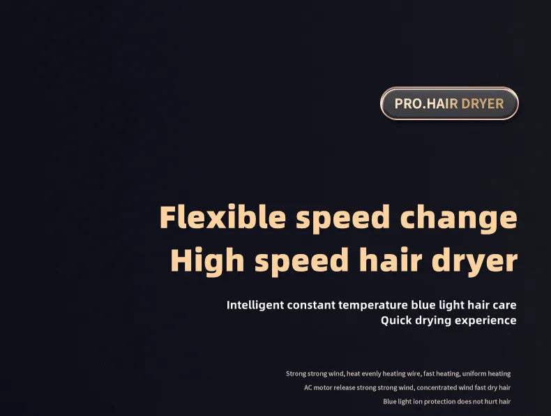 Professional Hair Dryer - Foldable High Power Negative Ion Blu-Ray Electric Blow Dryer