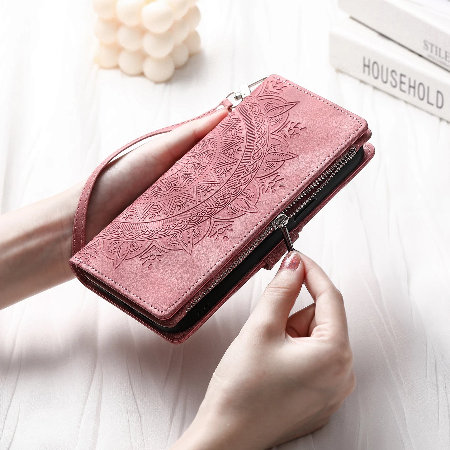 Leather Flip Case For Samsung Galaxy S26 S25 S23 S24 Ultra S22 S21 Plus S20 FE + Note 20 10 9 Card Wallet Embossing Phone Bag